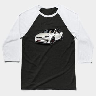 White Tesla Model X Baseball T-Shirt
